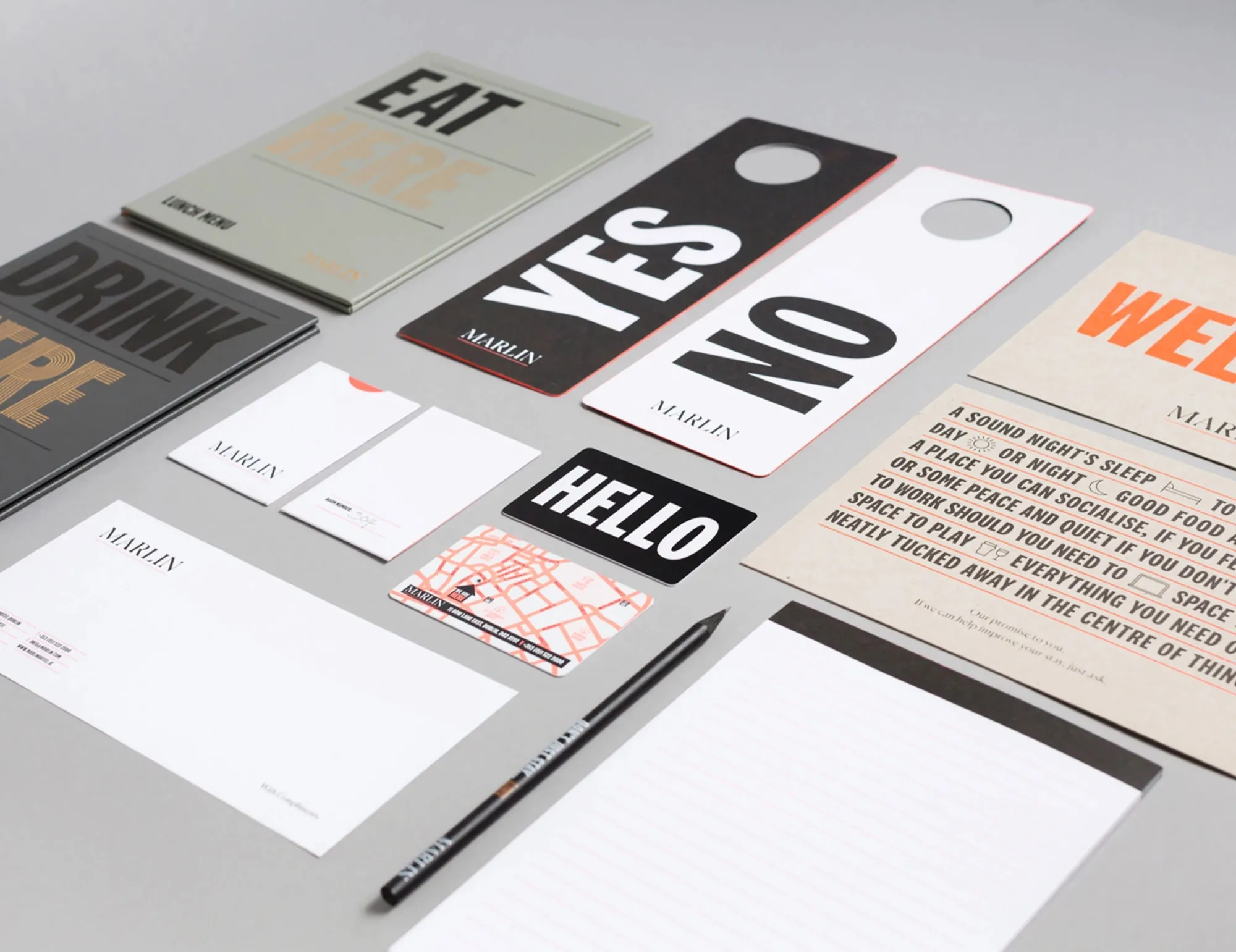Printed collateral and stationery. Images by Aisling McCoy and Slater Design.