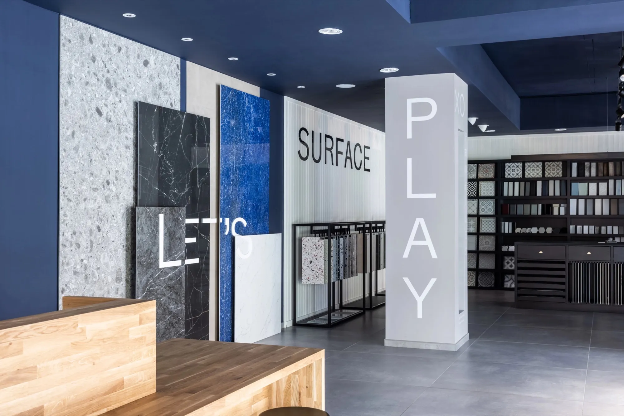 Showroom – ‘Let’s play surface’ brought into the space.