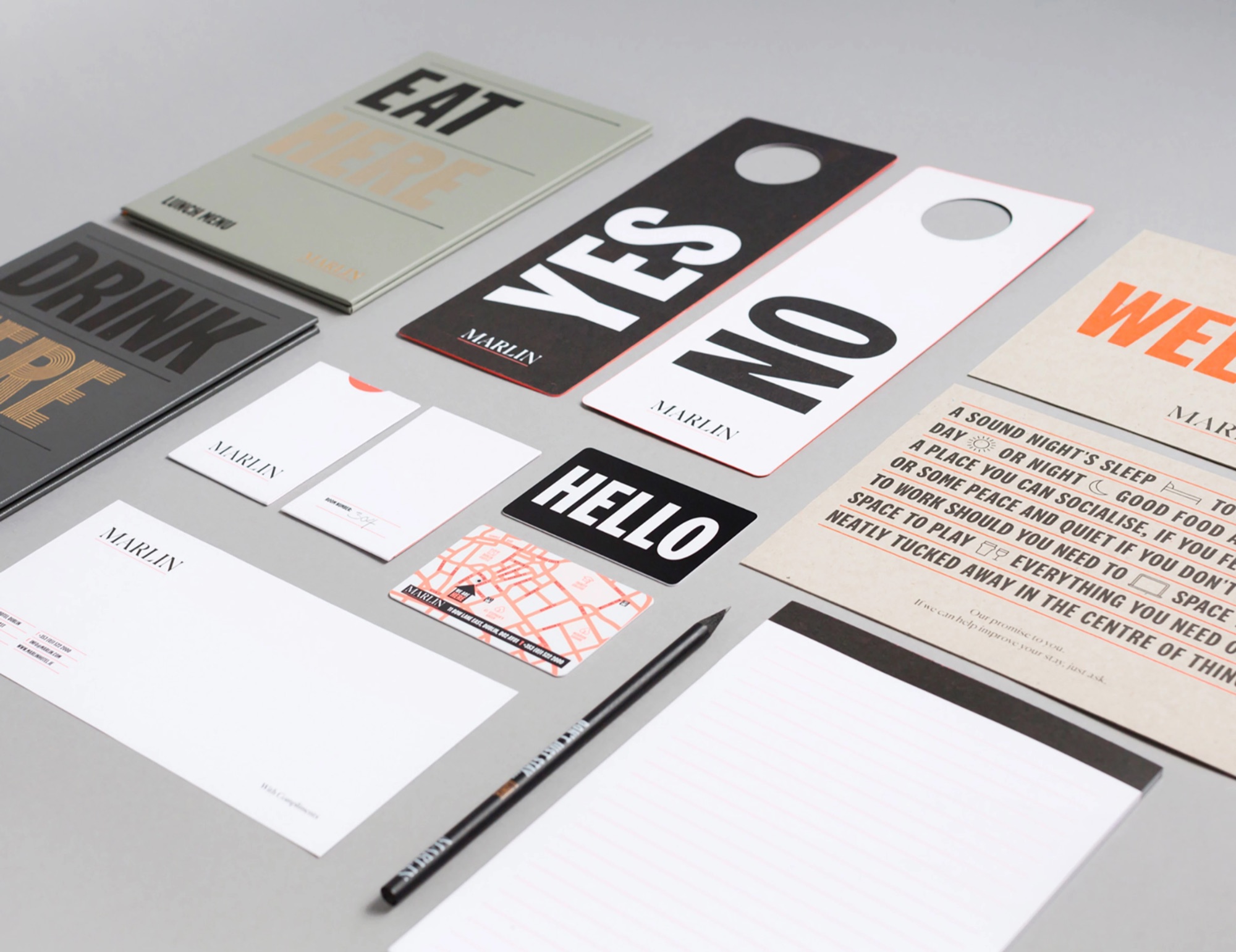 Printed collateral and stationery. Images by Aisling McCoy and Slater Design.